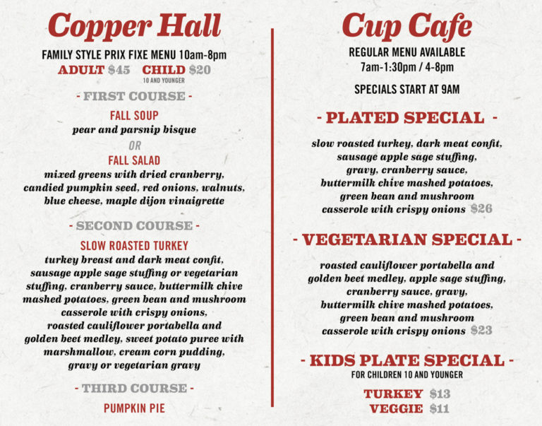 Thanksgiving Dinner at Cup Cafe Hotel Congress